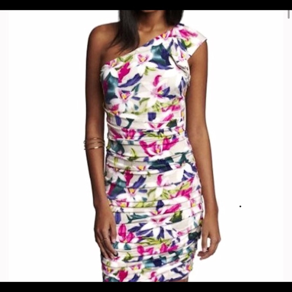 Express one shoulder floral mini